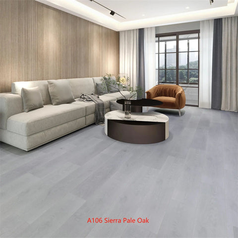 A106 Sierra Pale Oak 10MM WATER RESISTANT CARB HDF AC4 LAMINATE FLOOR (47.87"X7.72")