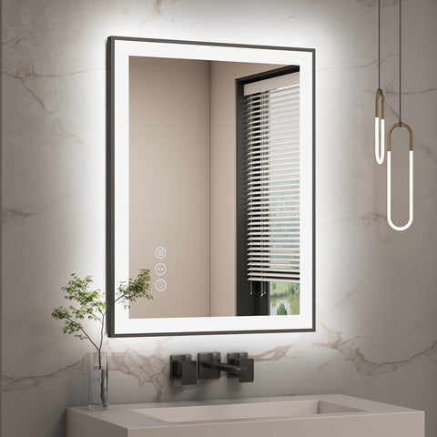 24“ x 32” Rectangular Framed Dimmable LED Lighted Fog Free Bathroom Vanity Mirror