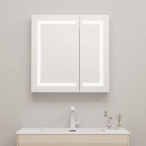 W30" x H30" LED Lighted Bathroom Medicine Cabinet with Mirror Recessed or Surface Mounted LED Medicine Cabinet