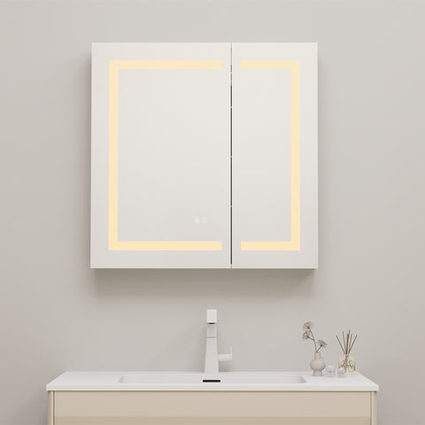 W30" x H30" LED Lighted Bathroom Medicine Cabinet with Mirror Recessed or Surface Mounted LED Medicine Cabinet