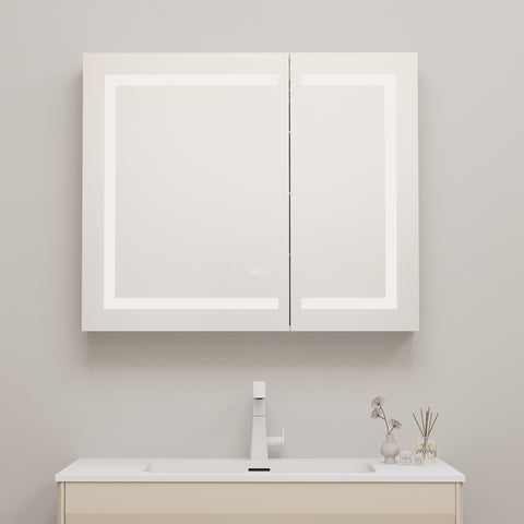 W36" x H30" LED Lighted Bathroom Medicine Cabinet with Mirror Recessed or Surface Mounted LED Medicine Cabinet