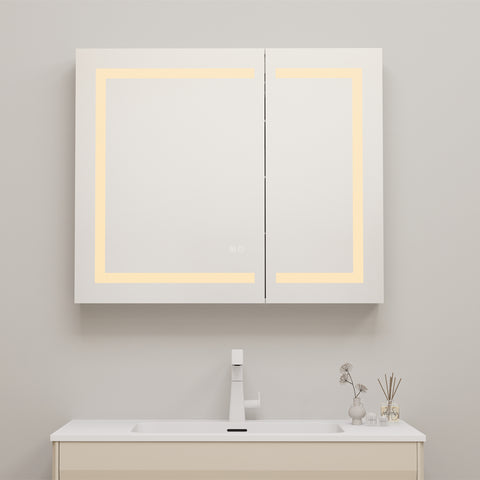 W36" x H30" LED Lighted Bathroom Medicine Cabinet with Mirror Recessed or Surface Mounted LED Medicine Cabinet