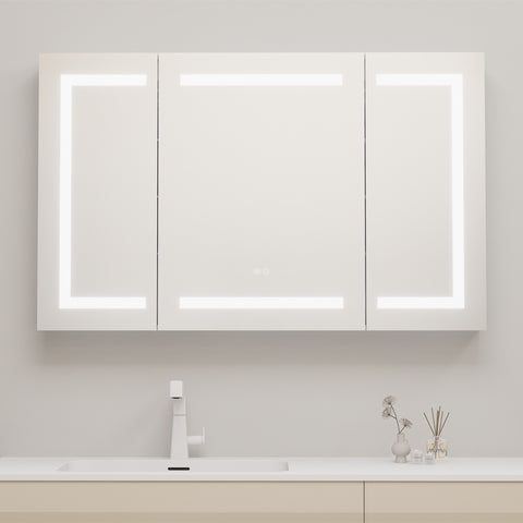 W48" x H30" LED Lighted Bathroom Medicine Cabinet with Mirror Recessed or Surface Mounted LED Medicine Cabinet