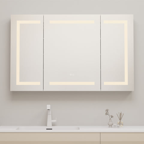 W48" x H30" LED Lighted Bathroom Medicine Cabinet with Mirror Recessed or Surface Mounted LED Medicine Cabinet