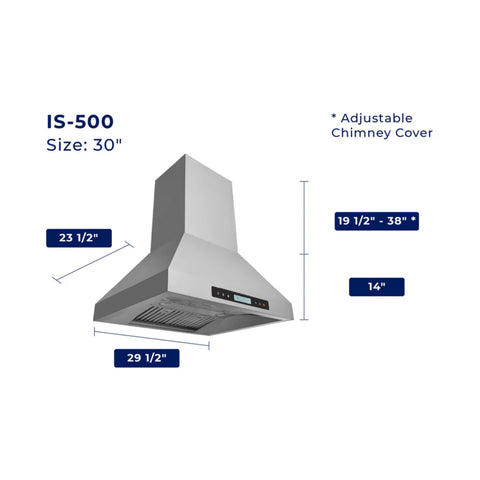 Hauslane Chef 30-in Ducted Stainless Steel Island Range Hood