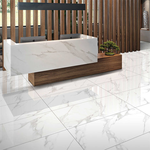 Smoke Statuario Glossy Porcelain Tiles