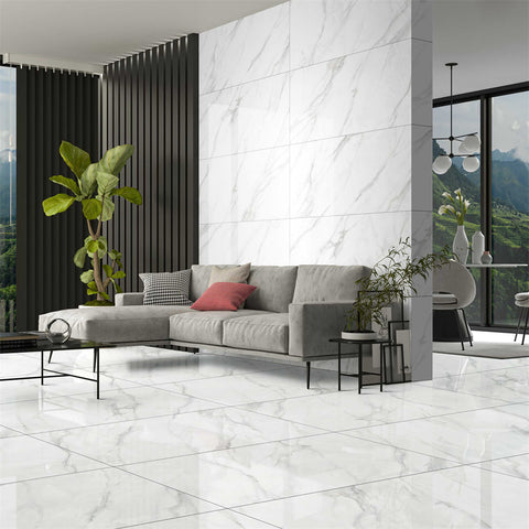 Statuario Nova Glossy Porcelain Tiles